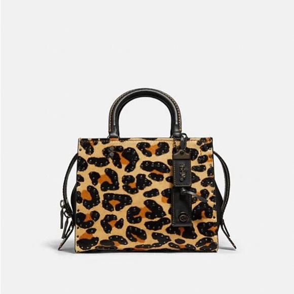 S⭕️LD‼️New Coach 1941 Rogue 25 Leopard Print Calf Hair Rivets - Picture 9 of 9
